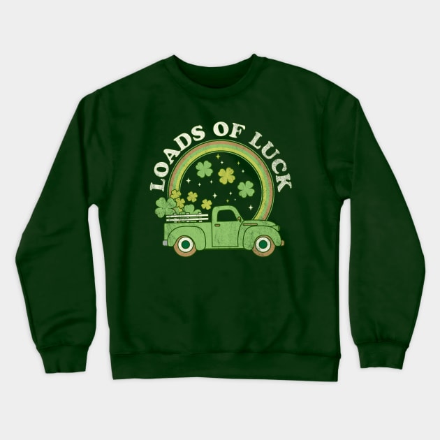 Loads of Luck Cute Green Truck - Shamrock Saint Patricks Day Crewneck Sweatshirt by OrangeMonkeyArt